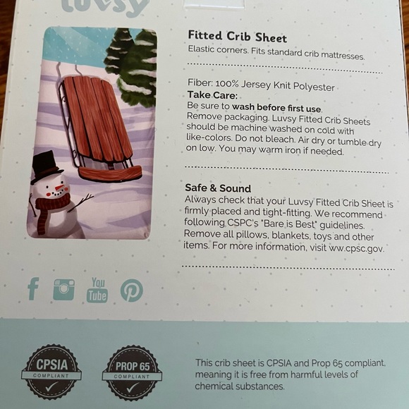 NWT Luvsy Winter Snowy Sled Instagramable Fitted Jersey Knit Crib Mattress Sheet - Picture 3 of 5